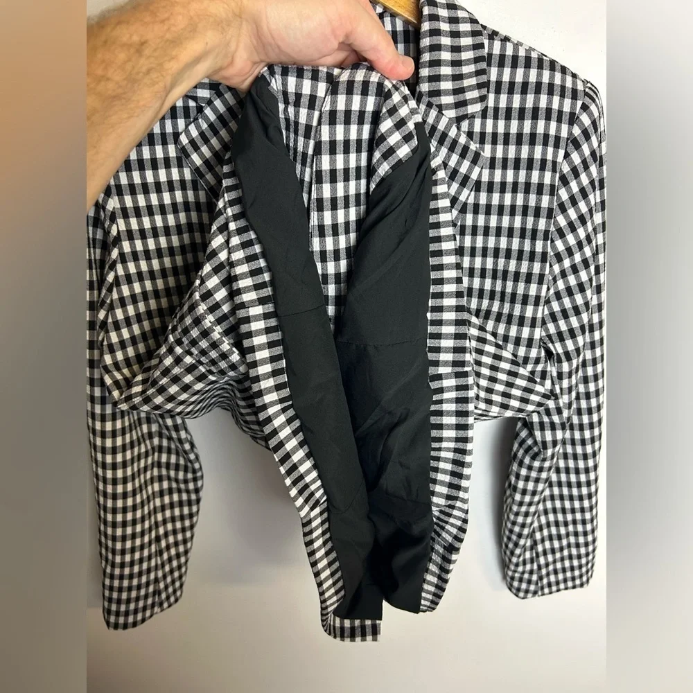 Maison D Amelie Black and White Checkered Women's Blazer Size M Cottagecore - Picture 4 of 12